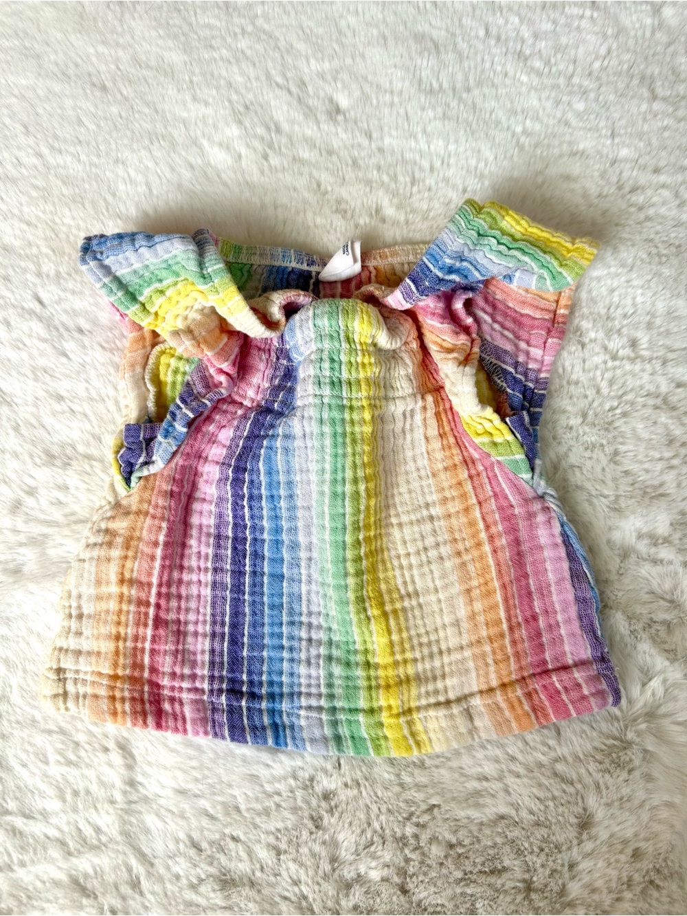 Gap Kids Rainbow Striped Ruffled Cotton Gauze Top 2T